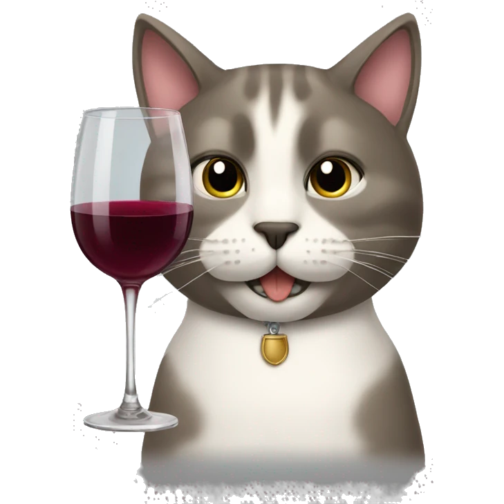 Cat with a mustache drinking wine  emoji