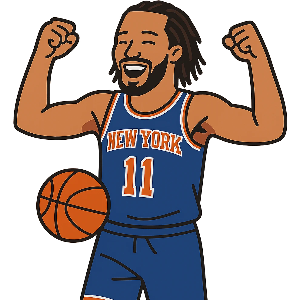 flat toon style Jalen Brunson basketball celebration emoji