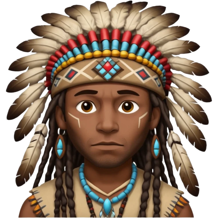 Black American man dark brown with dreads with a American Indian headdress with a mad face  emoji