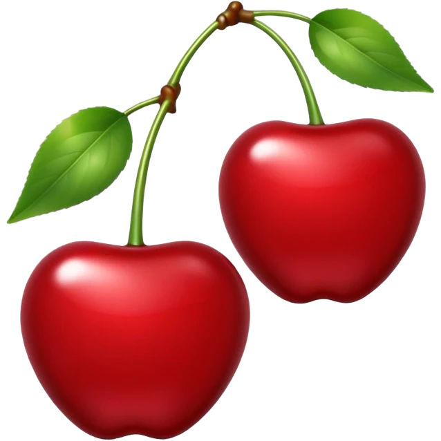 A pair of cherries emoji made of polished silver chrome, smooth rounded shapes, glossy metallic finish, soft highlights and reflections, cute proportions, iOS emoji style, centered, clean white background, no text emoji