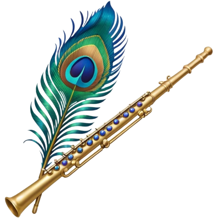 Peacock feather with a flute emoji