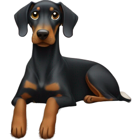Doberman in a dog bed  emoji