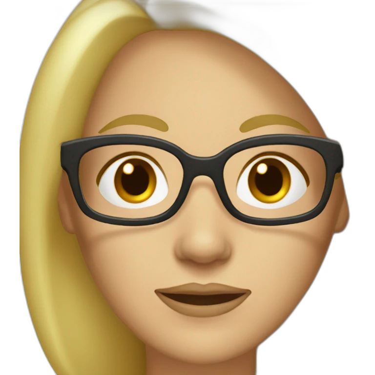 middle aged blond woman glasses dark brown eyes emoji