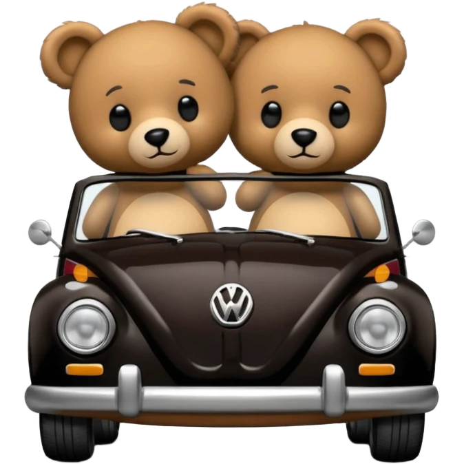 Two teddy bears in black Volkswagen  emoji