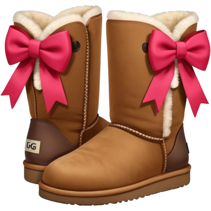 ugg boots that are ankle hight with a cheat bow on the back emoji
