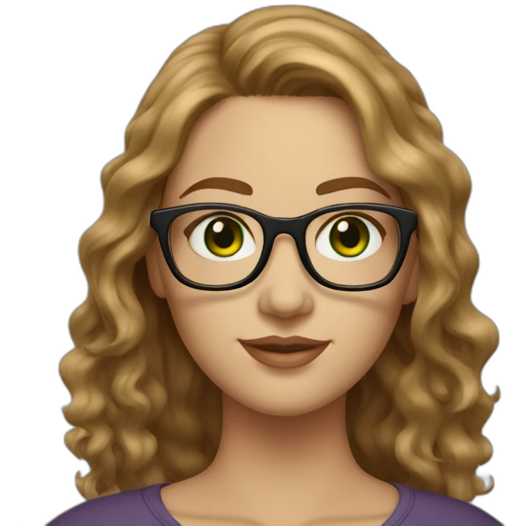 curvy-white-woman-with-wavy-light-brown-hair-square-glasses-green-eyes emoji