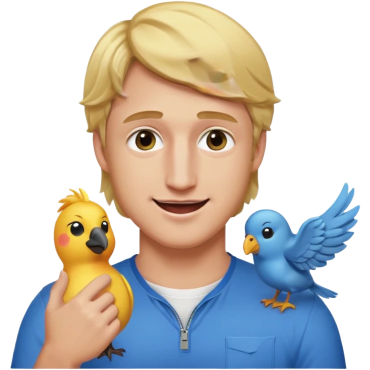 Logan Paul fun emoji, holding a Maverick bird, winking, blonde hair emoji