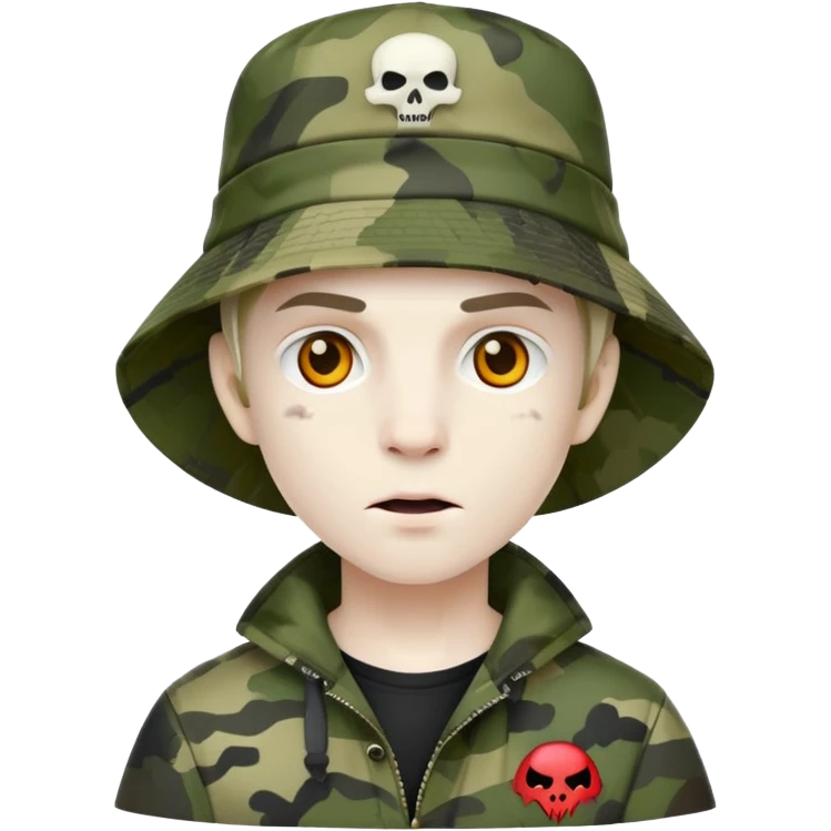 Vampire wearing a camo styled bucket hat  emoji
