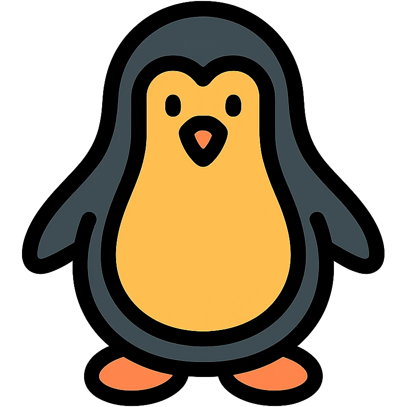colored penguin icon with black outlines, simple and modern emoji