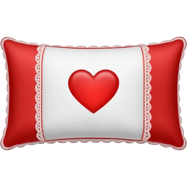 Rectangular happy Valentine’s Day pillow with lace edges emoji