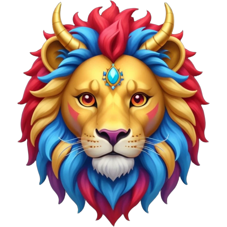 mythical colorful horned lion emoji