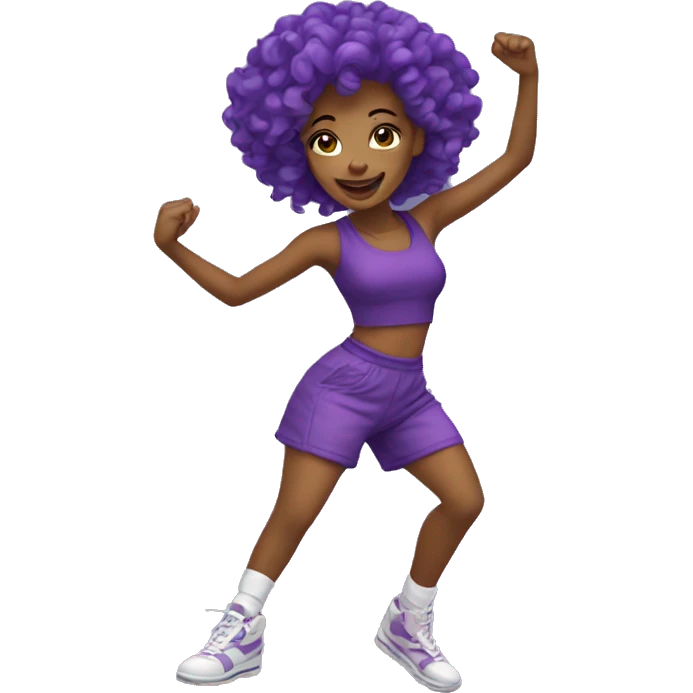 A beautiful girl in purple dances hip-hop emoji