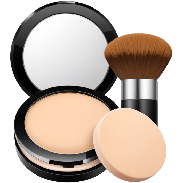 makeup face powder with compact and brush emoji