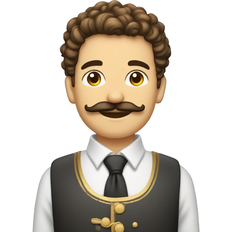 Un garçon au cheuveux bouclé (taper) et une mustache en guidon emoji