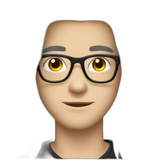 white guy teenager with black long hairstyle and glasses with black frame emoji