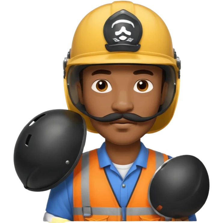 Mustached astronaut  black man holding helmet emoji