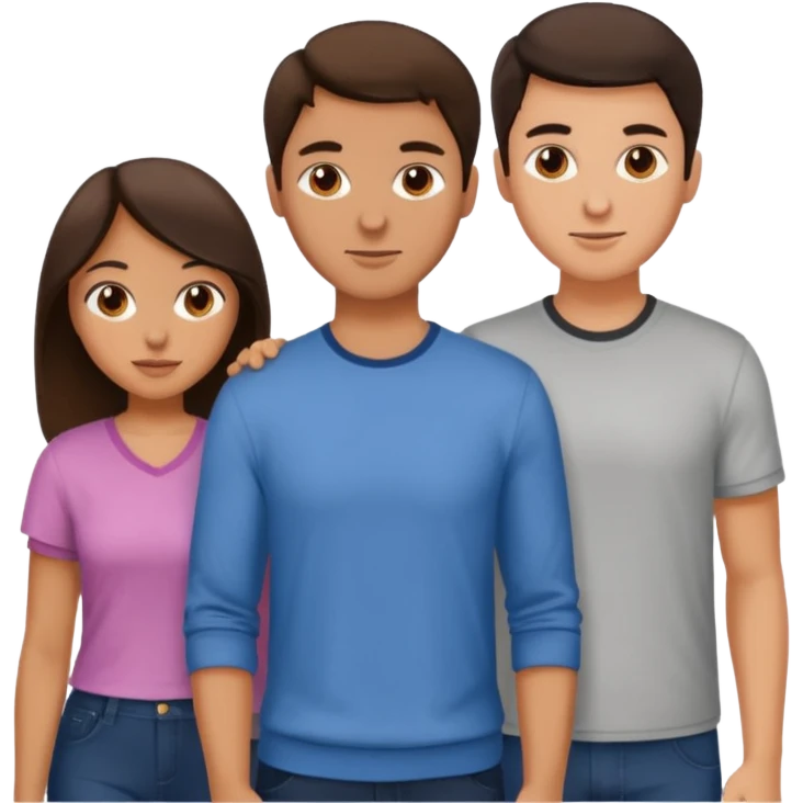 Throuple brunettes 2 girls 1 guy emoji