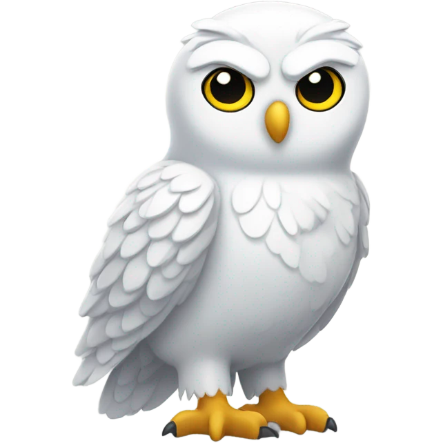 Cute snow owl full body emoji