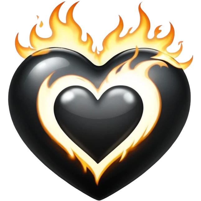 Black heart with white flames emoji
