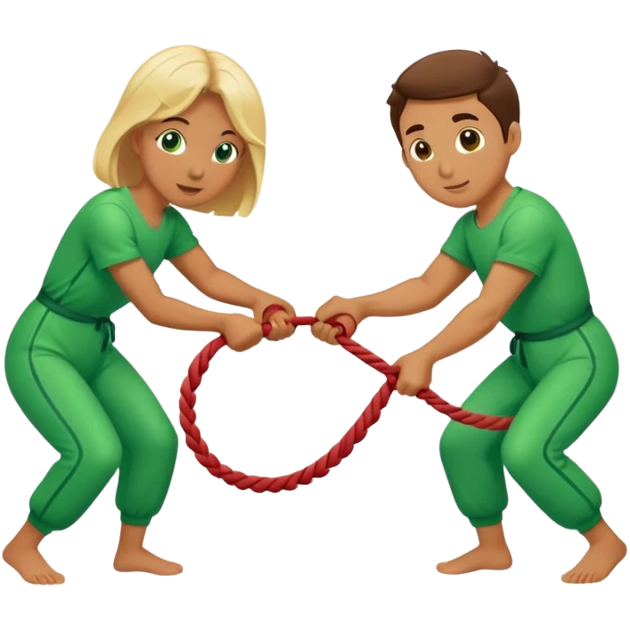 People in green jumpsuits playing tug-of-war emoji