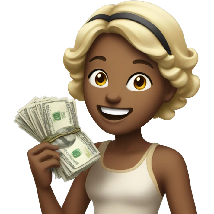 Girl winning money emoji