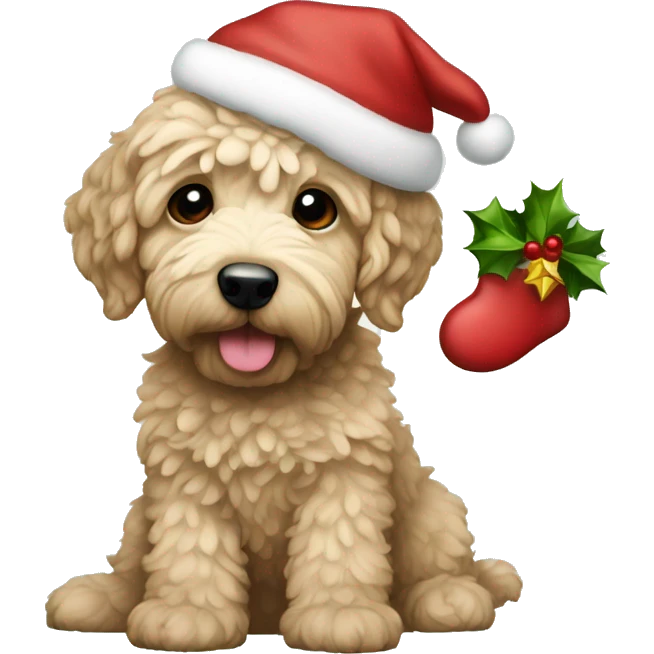Christmas cavagoldendoodle emoji