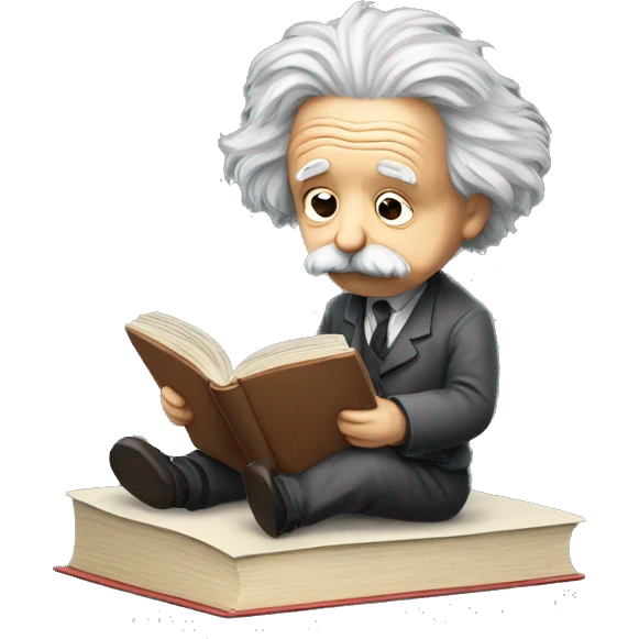 albert einstein sad reading book forward with small tier emoji