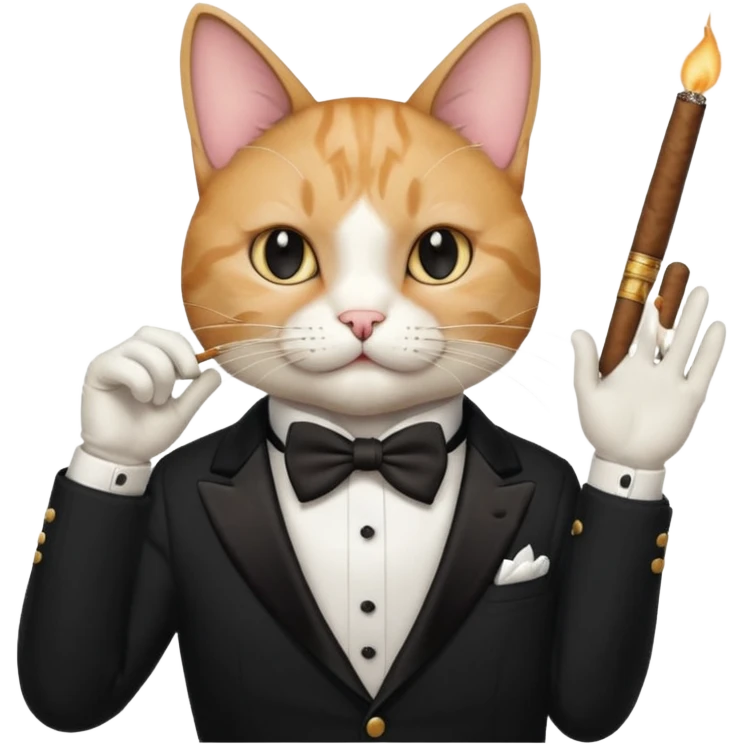 A cat in the black suite with a cigar in a paw with the other paw in the "classic" hand gesture. emoji