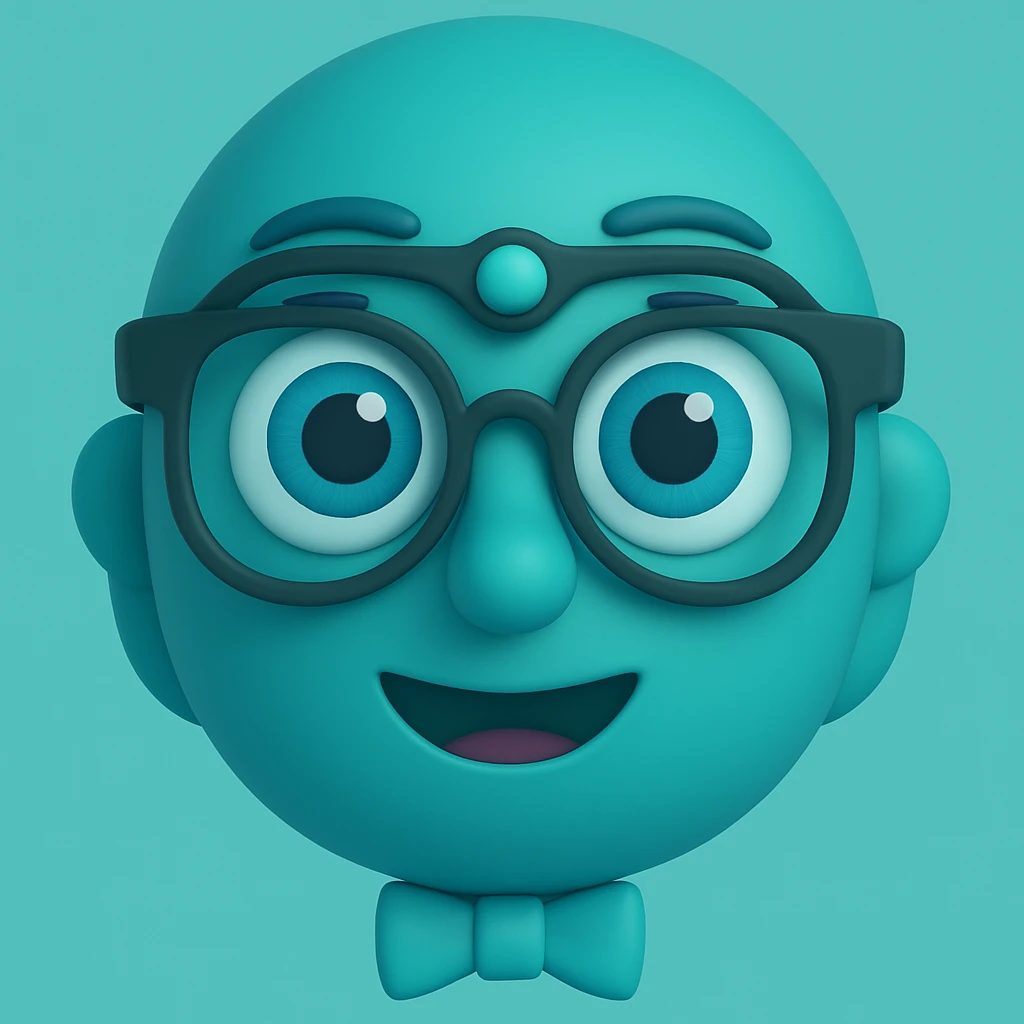 An eye doctor emoji in 3d-emoji style with a teal color emoji