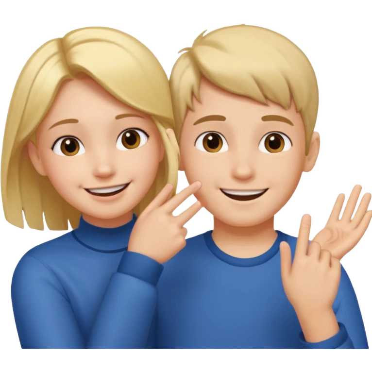 a boy putting a girls hair behind her ear gesture emoji