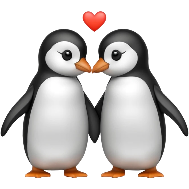 Two penguins holding hands emoji