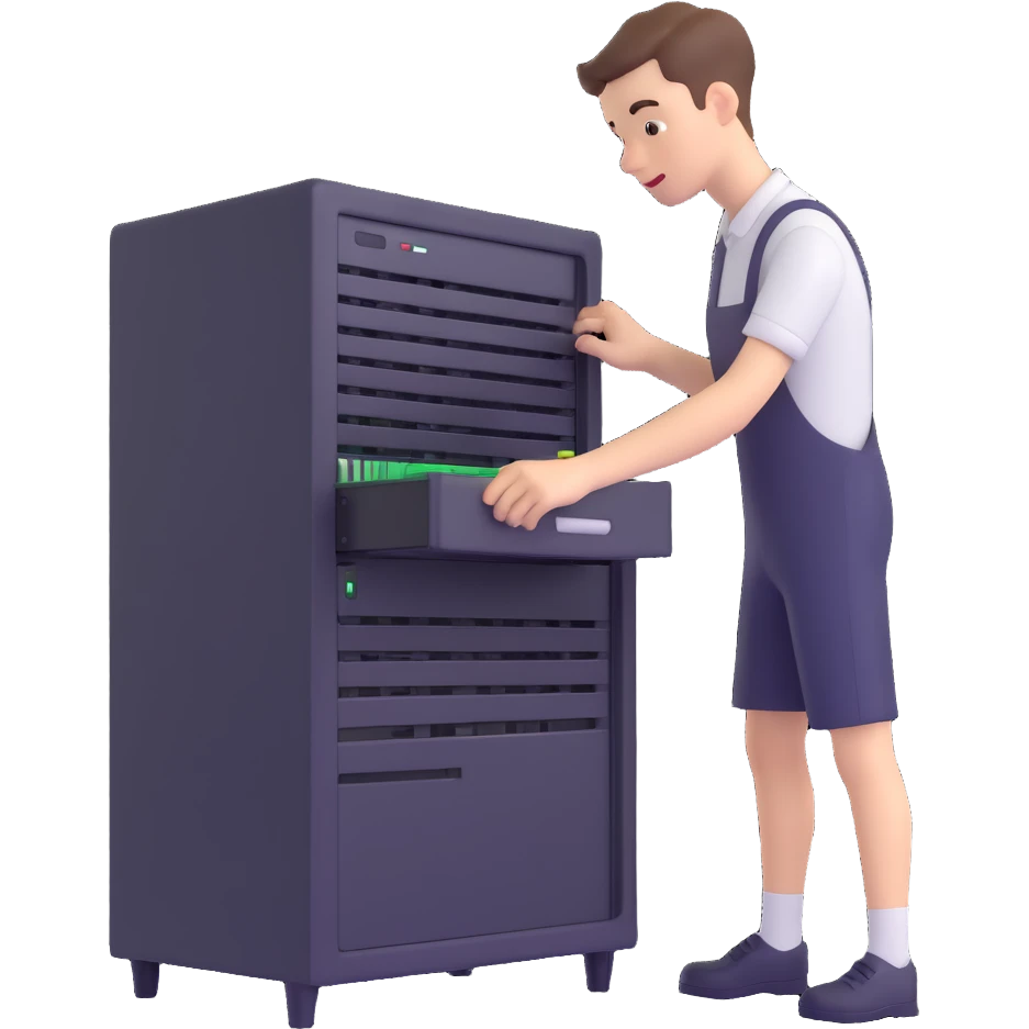 An man fixing company servers emoji