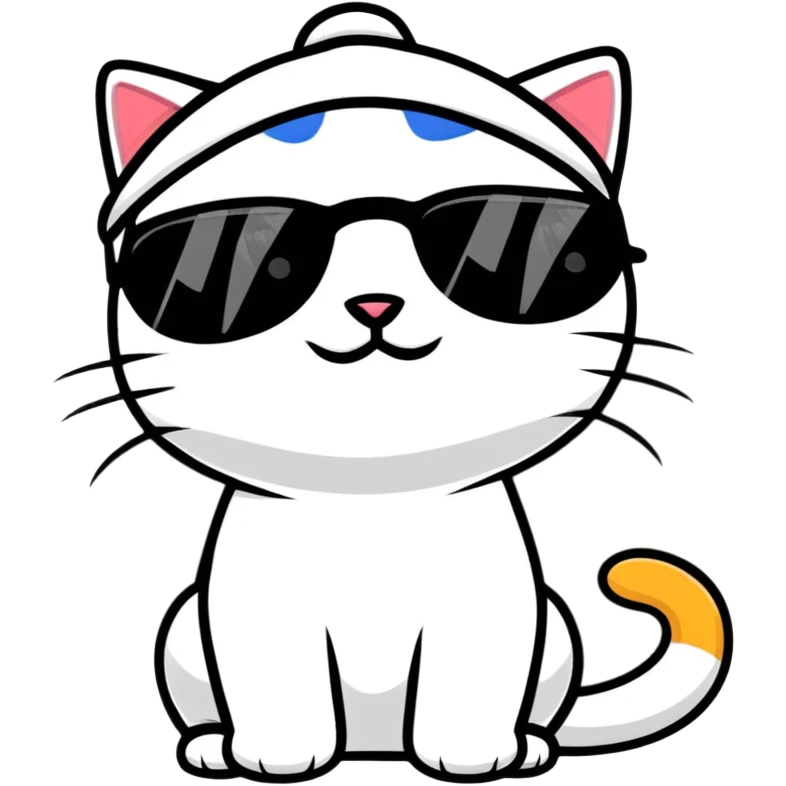 A cat wearing sunglasses and cap emoji