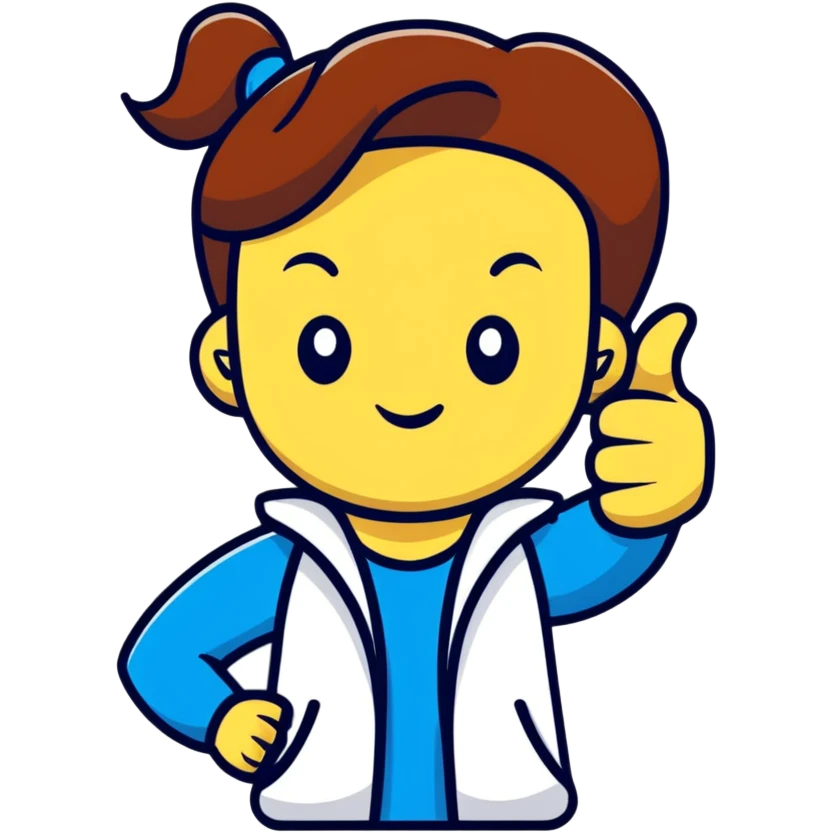 Girl showing one thumb up and one thumb down, indicating mixed opinion emoji