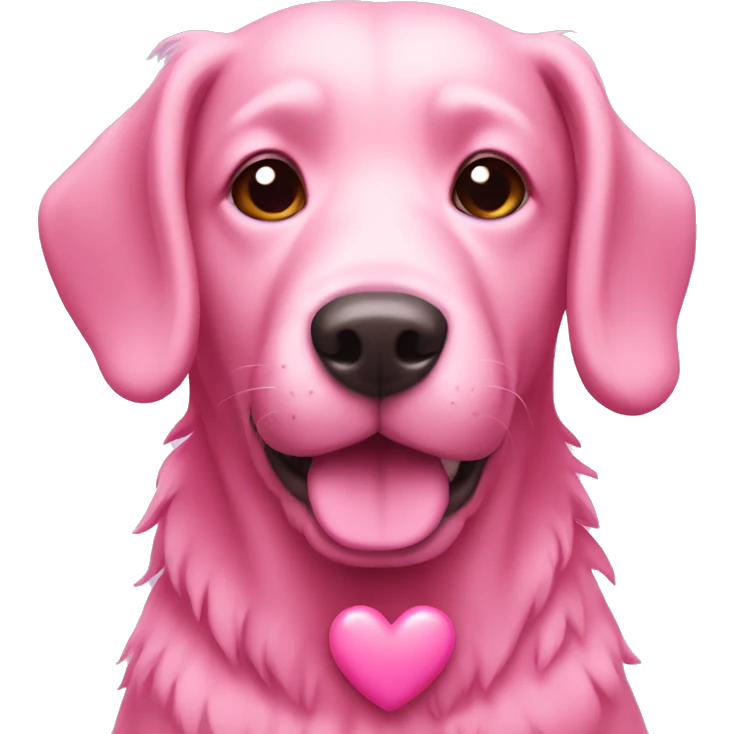 Pink dog with a heart emoji