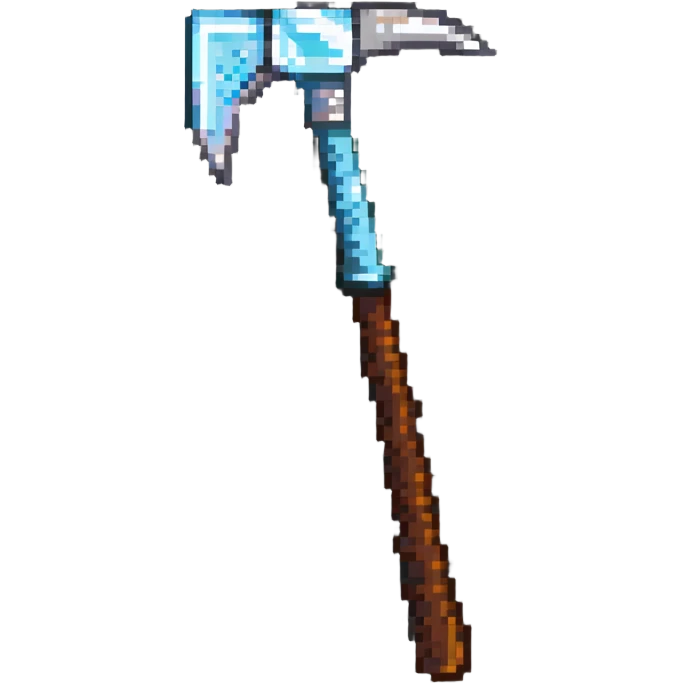 pixelated Minecraft diamond pickaxe with brown handle emoji