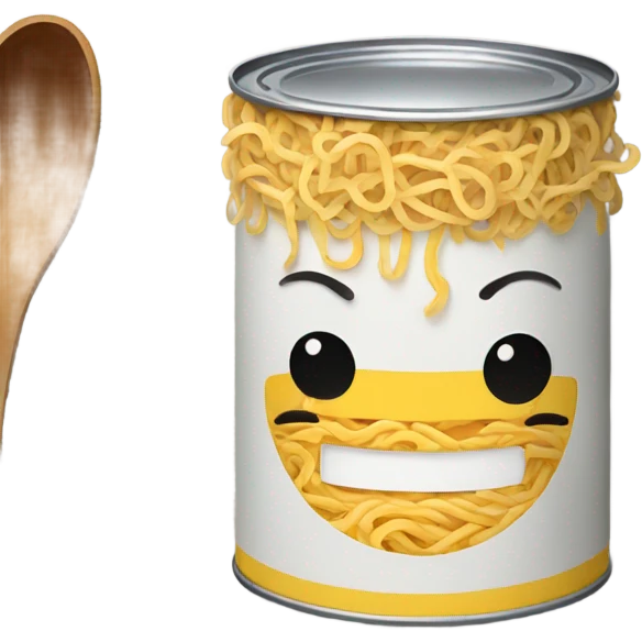 Ramen on the paint can that has cute face emoji