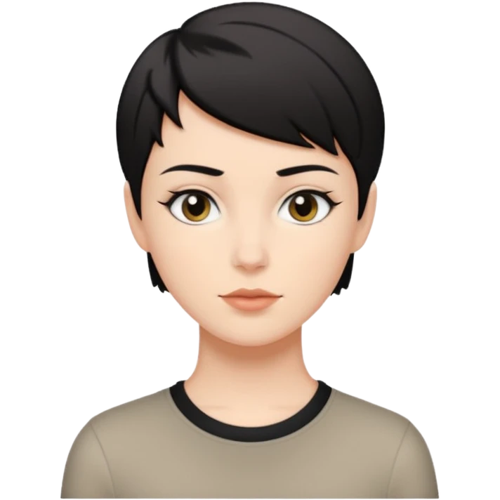White girl with black short hair cut look like a boy emoji