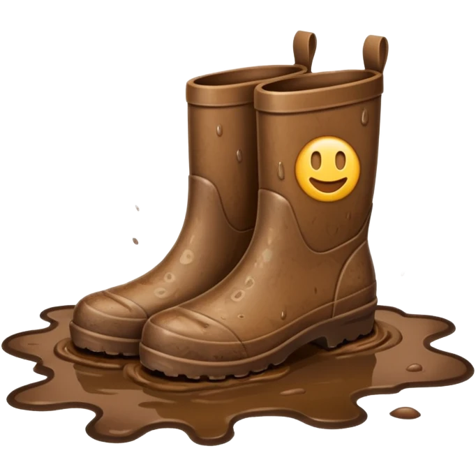 muddy puddle with a boot print classic emoji style emoji