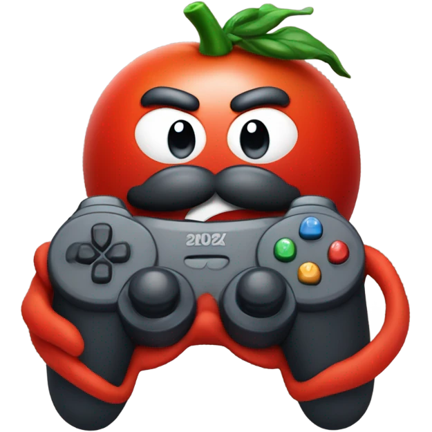 Tomato with mustache playing video game emoji