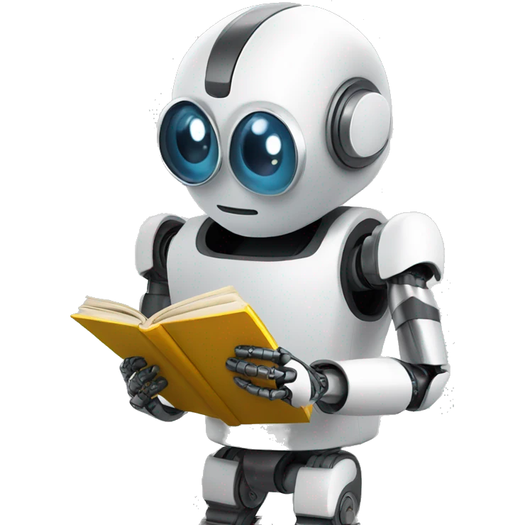 Robot searching books emoji