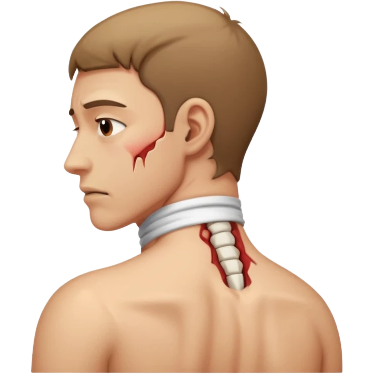 man with bent neck, pain emerging from the back of his neck emoji