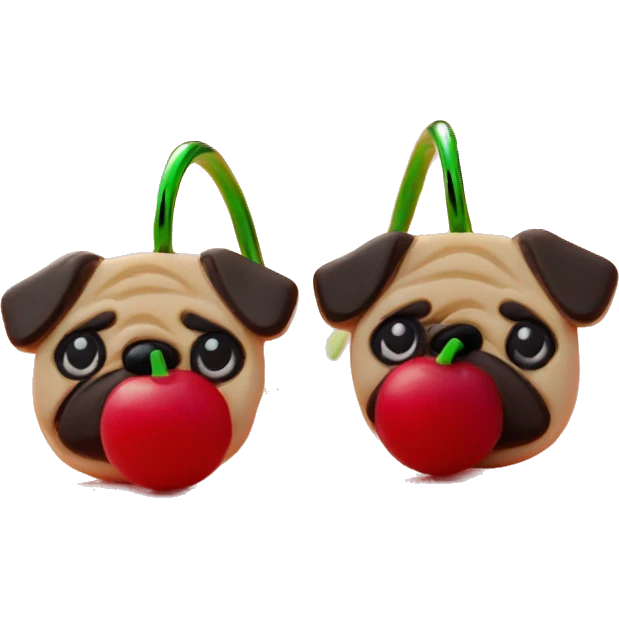 Cherry earrings in pug ears emoji