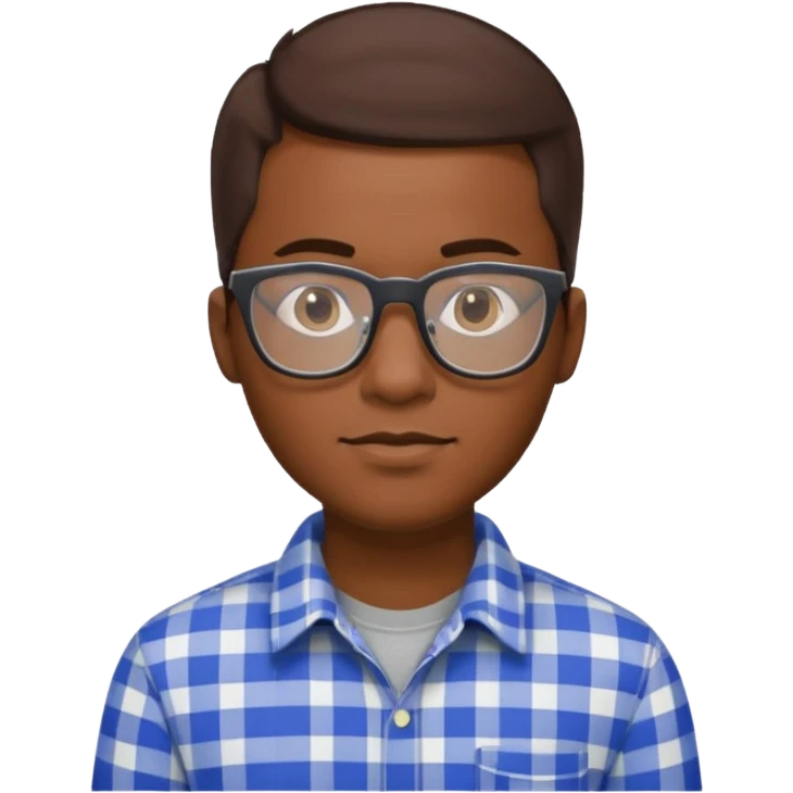 African man, 30 years old, short brown hair, plaid shirt, elegant, software engineer, smart glasses emoji