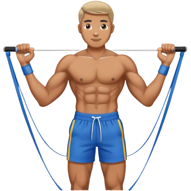 fit man with blue shorts resistance bands exercises emoji