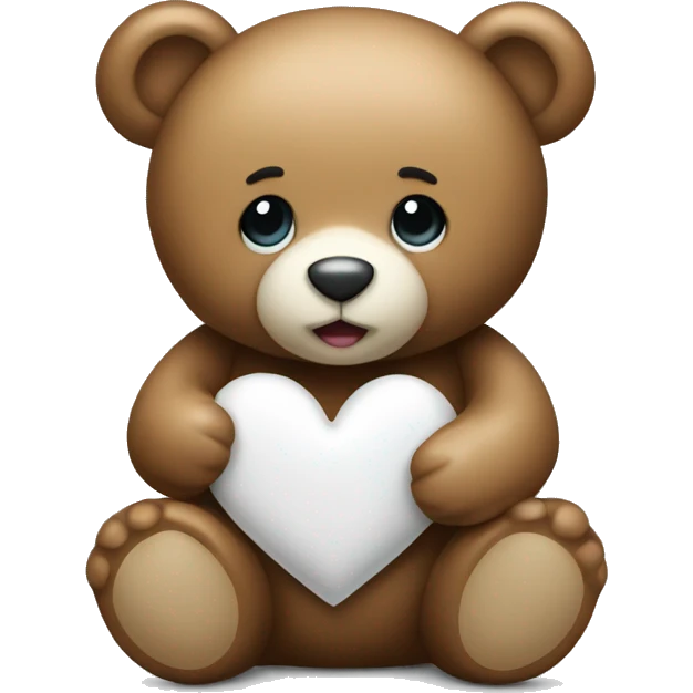 Teddy bear with a white heart emoji