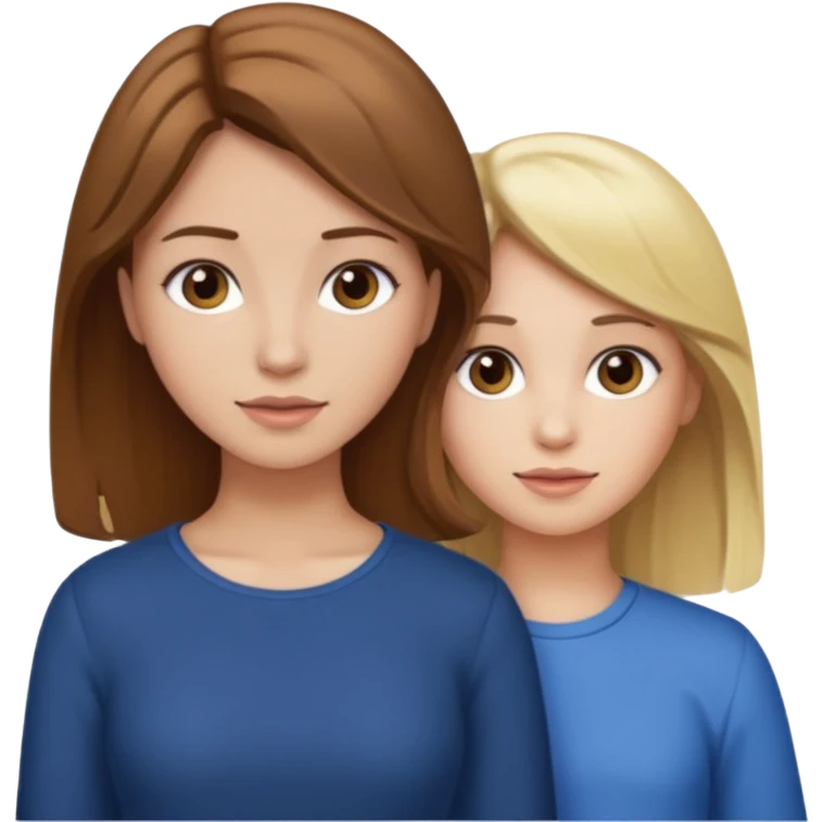 Maman cheveux marrons et fille cheveux blond emoji