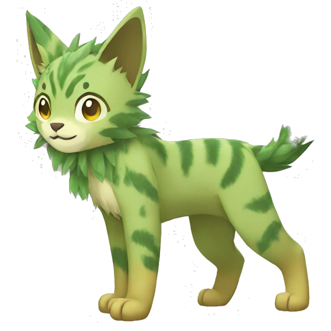Grass-type Lynx-Fakemon full body emoji