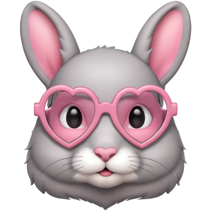 Gray bunny wearing heart-shaped glasses, half body emoji