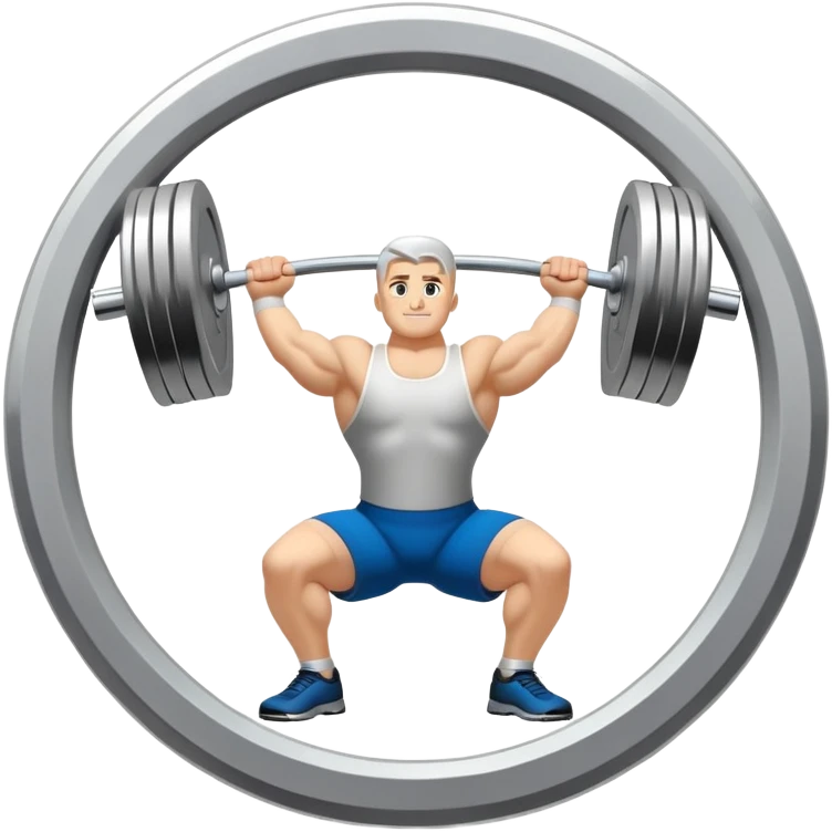 Iconic emblem symbolizing weightlifting, featuring a classic barbell with heavy weights on each side. The design highlights strength and precision, capturing the essence of the sport. The barbell is positioned in a dynamic stance, representing power and technique. emoji